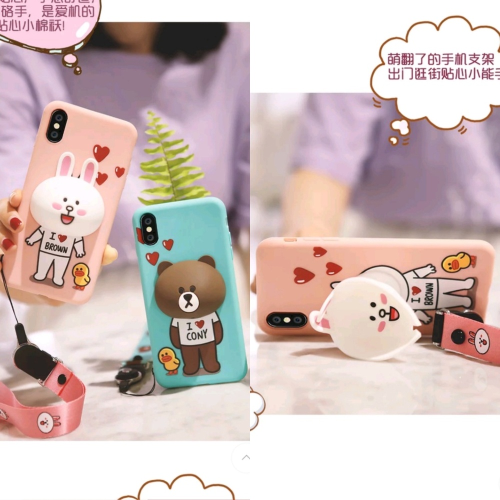 IPHONE X/XS LINE BROWN BEAR CUTE 3D CASE - Picture 8 of 8